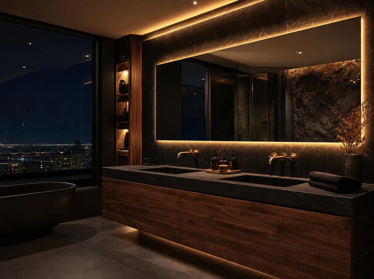 Mueble flotante de madera para baño